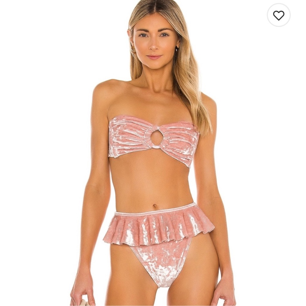 Montce Pink Velvet Ring Bandeau Bikini Set